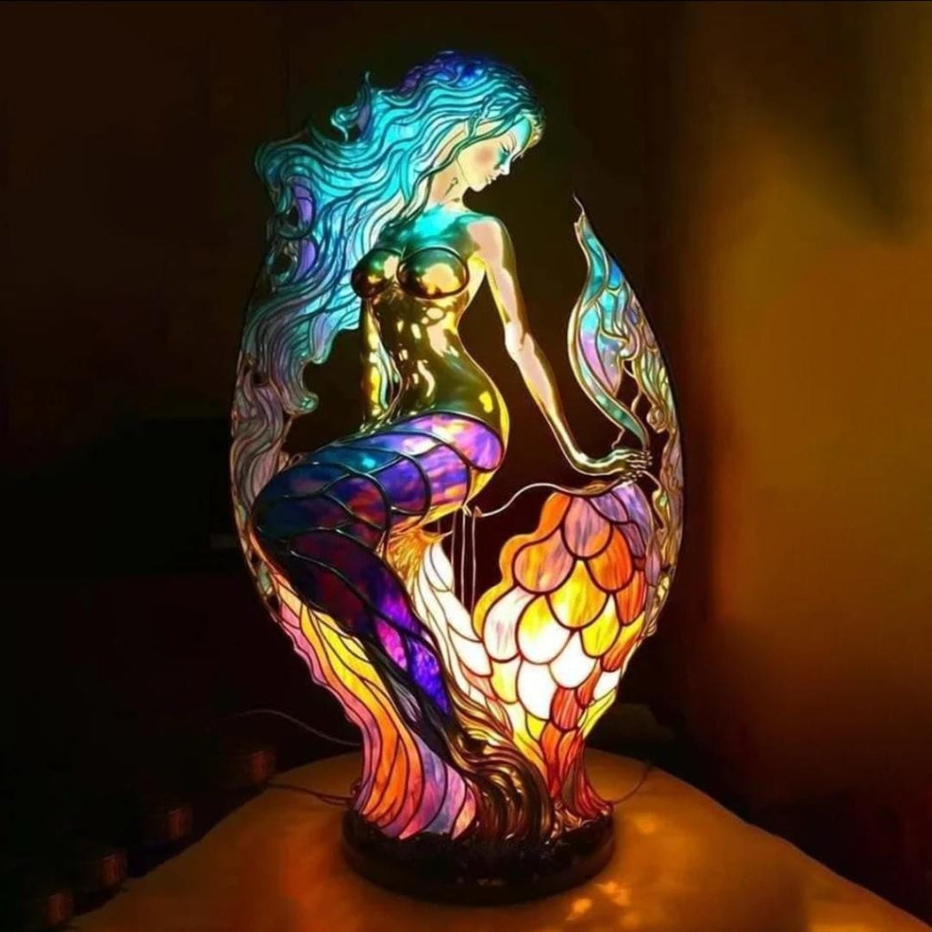 Table Lamp Stained Glass Animal Vintage Style Night Light
