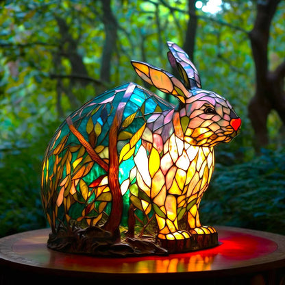 Tiertisch Glas Lampe Buntglas Tischlampe Vintage