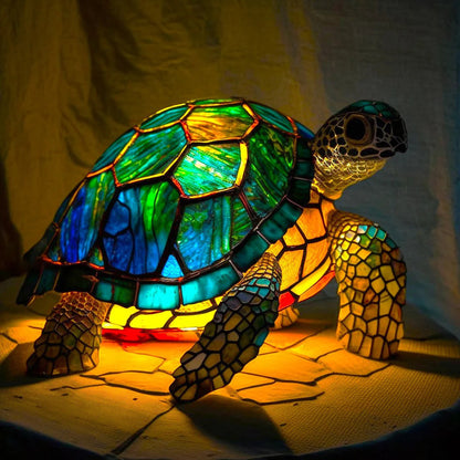 Table Lamp Stained Glass Animal Vintage Style Night Light
