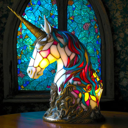 Tiertisch Glas Lampe Buntglas Tischlampe Vintage