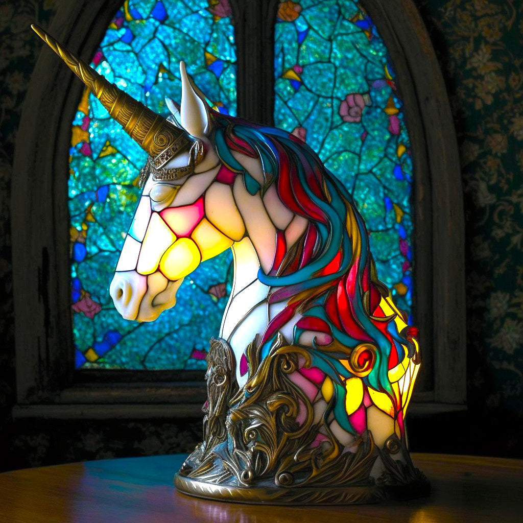 Table Lamp Stained Glass Animal Vintage Style Night Light