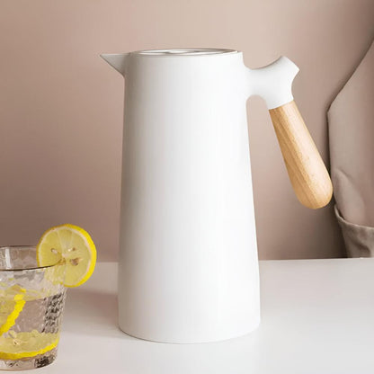 Insulated Carafe with Wooden Handle – Elegant Thermal Coffee & Tea Pot