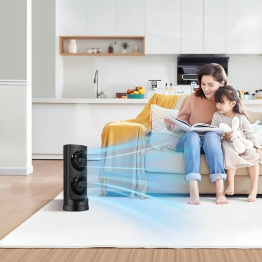 Tower Fan Cooling Black Pedestal Fan Modern