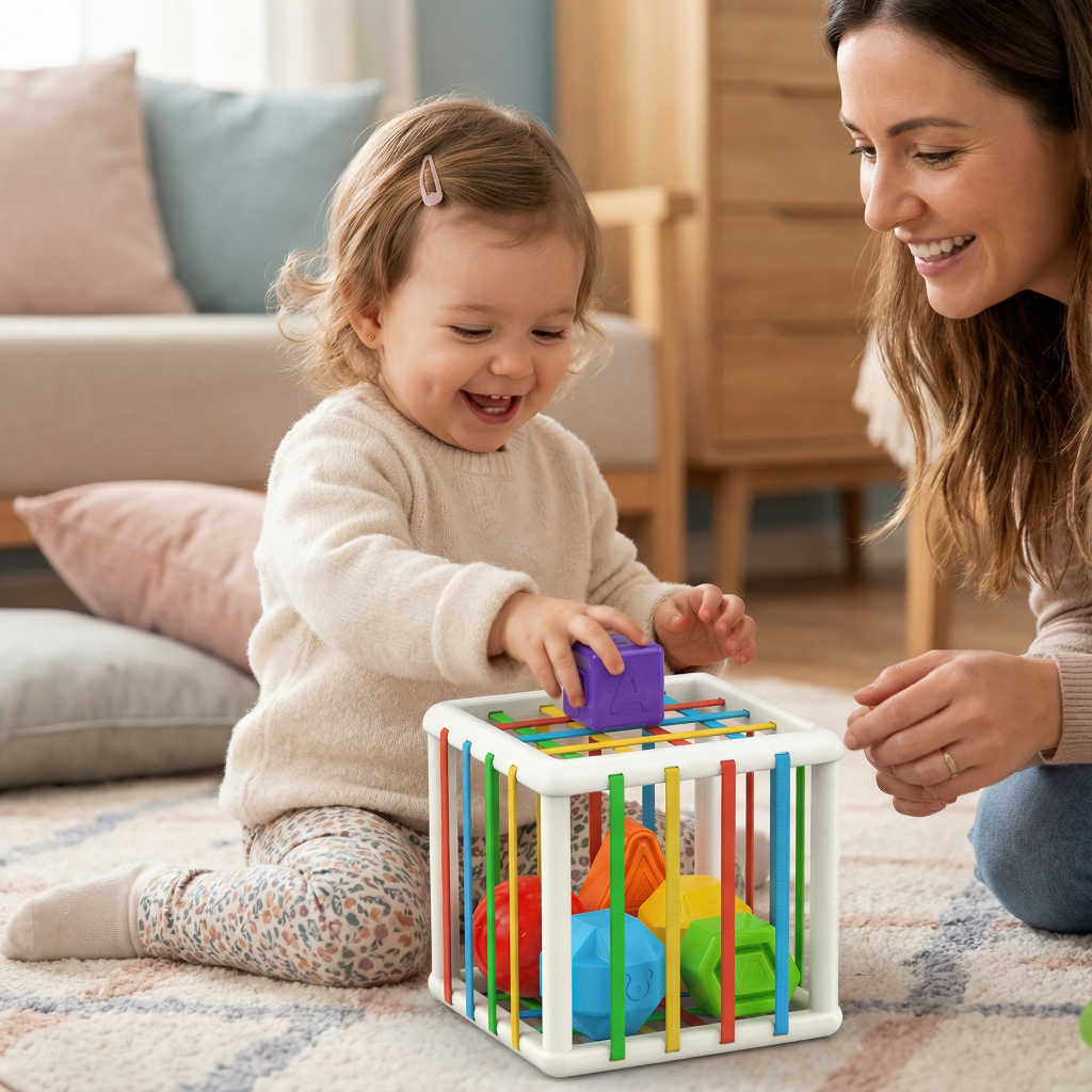 Jouet enfant Boîte de tri Formes en bois Jouet éducatif motricité
