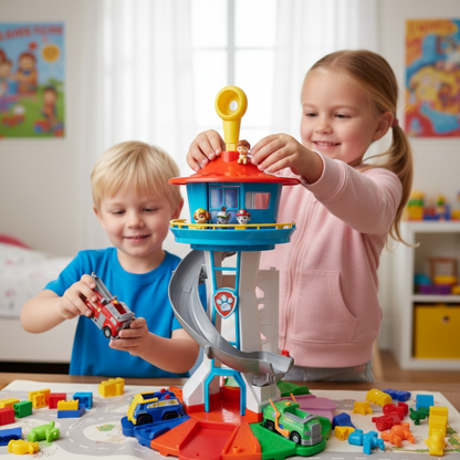 Spielturm mit Rutsche Fahrzeugen Kunststoff Kinderspielset
