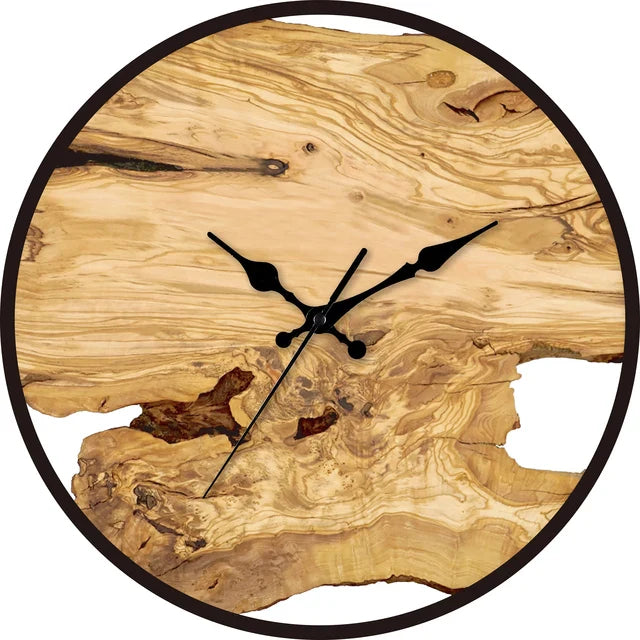 Wanduhr Holz Modern mit Metall Rahmen