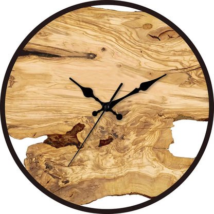 Wanduhr Holz Modern mit Metall Rahmen