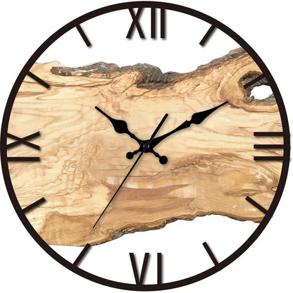Wanduhr Holz Modern mit Metall Rahmen