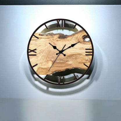 Wanduhr Holz Modern mit Metall Rahmen
