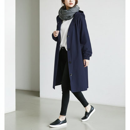 Trenchcoat Lang Kapuze Taschen Casual - Image 6