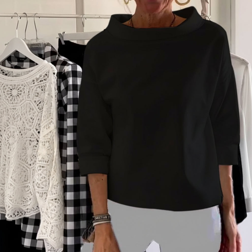 Blusa de cuello alto para mujer, manga larga, corte amplio