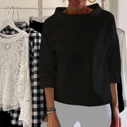 Blusa de cuello alto para mujer, manga larga, corte amplio