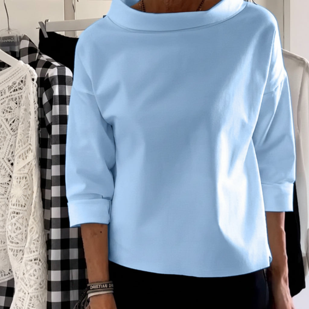Blusa de cuello alto para mujer, manga larga, corte amplio
