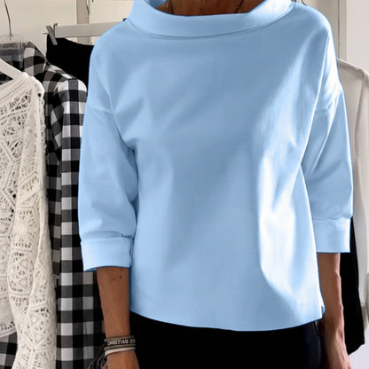 Blusa de cuello alto para mujer, manga larga, corte amplio
