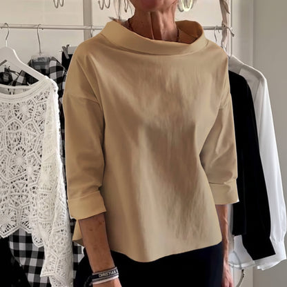 Blusa de cuello alto para mujer, manga larga, corte amplio