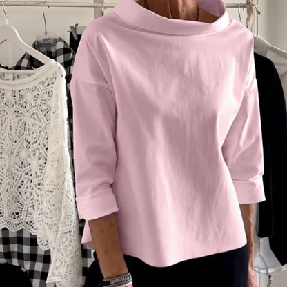 Blusa de cuello alto para mujer, manga larga, corte amplio