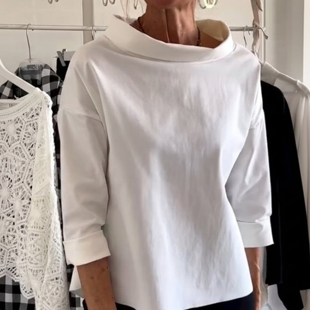 Blusa de cuello alto para mujer, manga larga, corte amplio