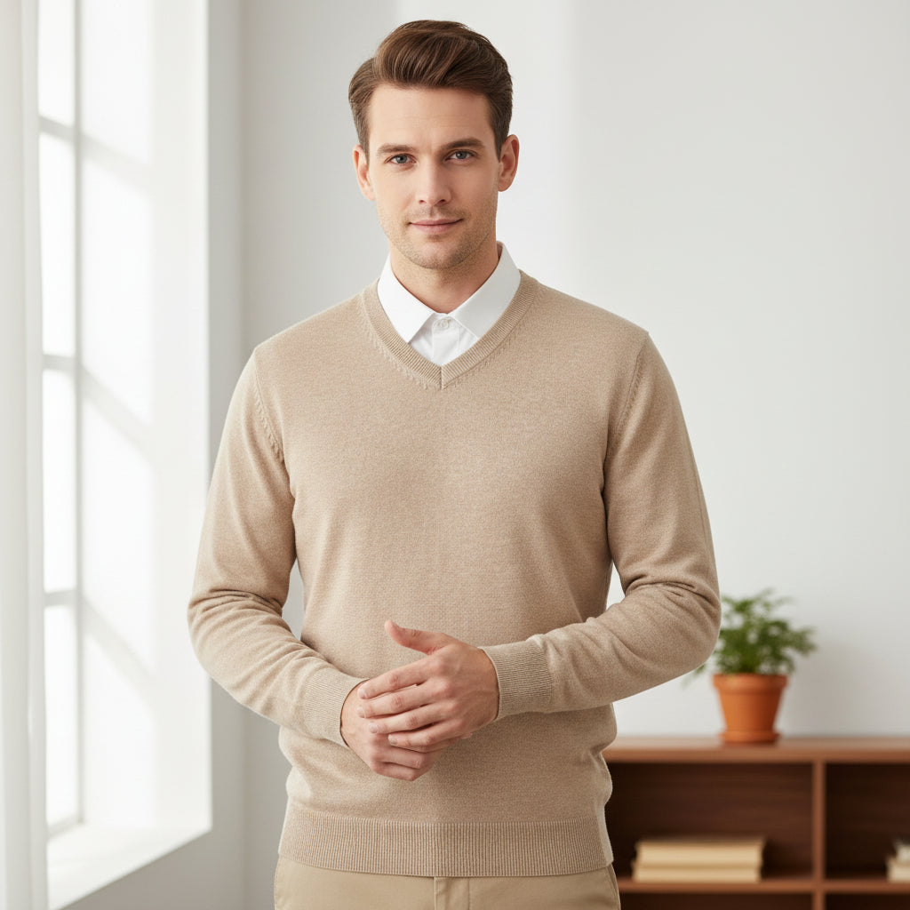 V Ausschnitt Pullover Lässige Passform - Image 1