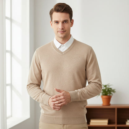 V Ausschnitt Pullover Lässige Passform - Image 1