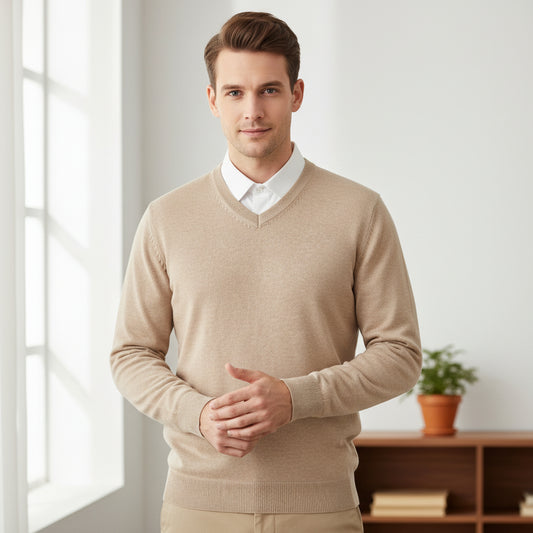 V Ausschnitt Pullover Lässige Passform - Image 1