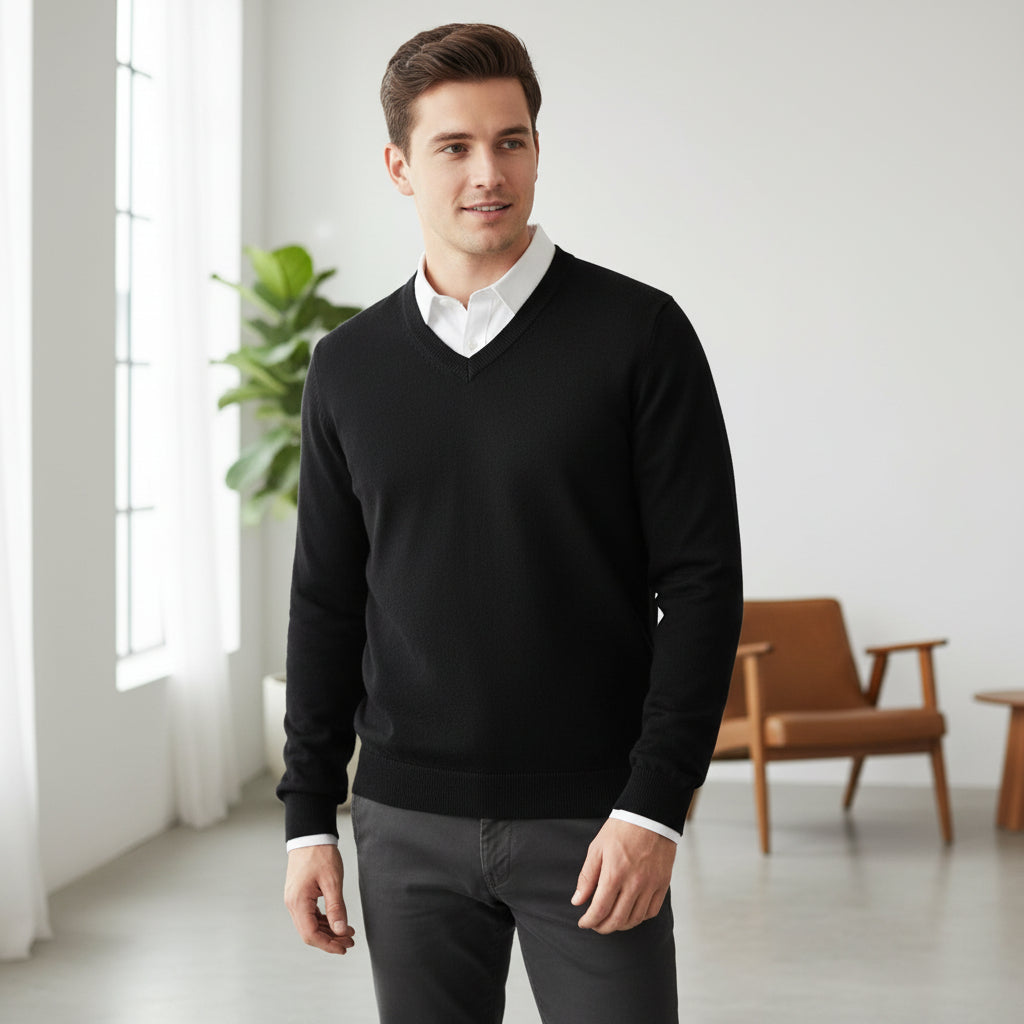 V Ausschnitt Pullover Lässige Passform - Image 2