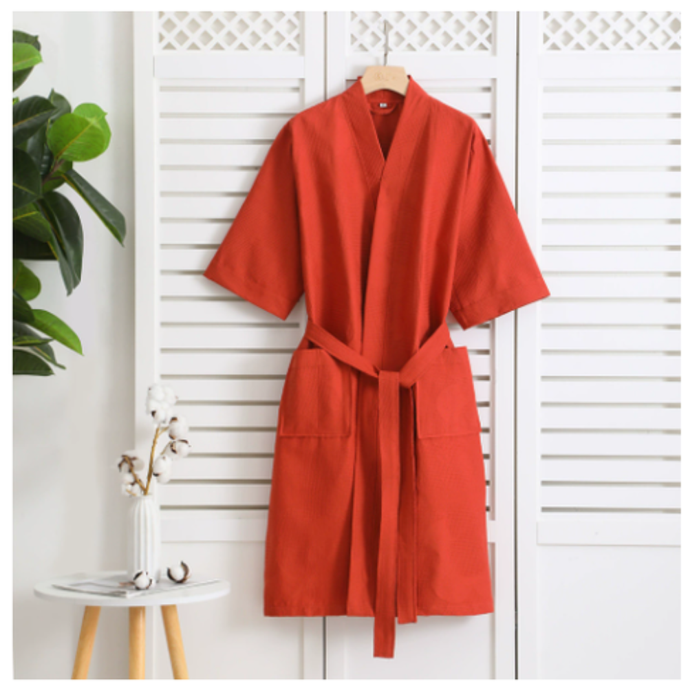 Waffel Bademantel Loungewear Verstellbarer Gürtel - Image 10