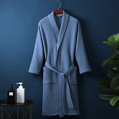 Waffel Bademantel Loungewear Verstellbarer Gürtel - Image 8