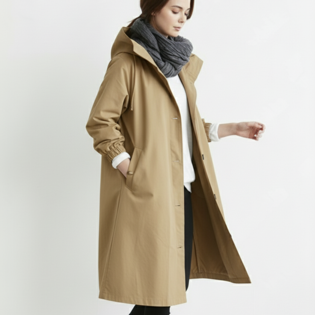 Wasserdichter Trenchcoat Casual Fit Kapuze - Image 2