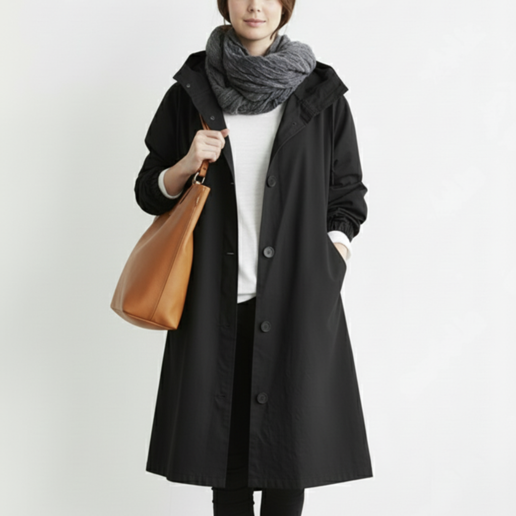 Wasserdichter Trenchcoat Casual Fit Kapuze - Image 3
