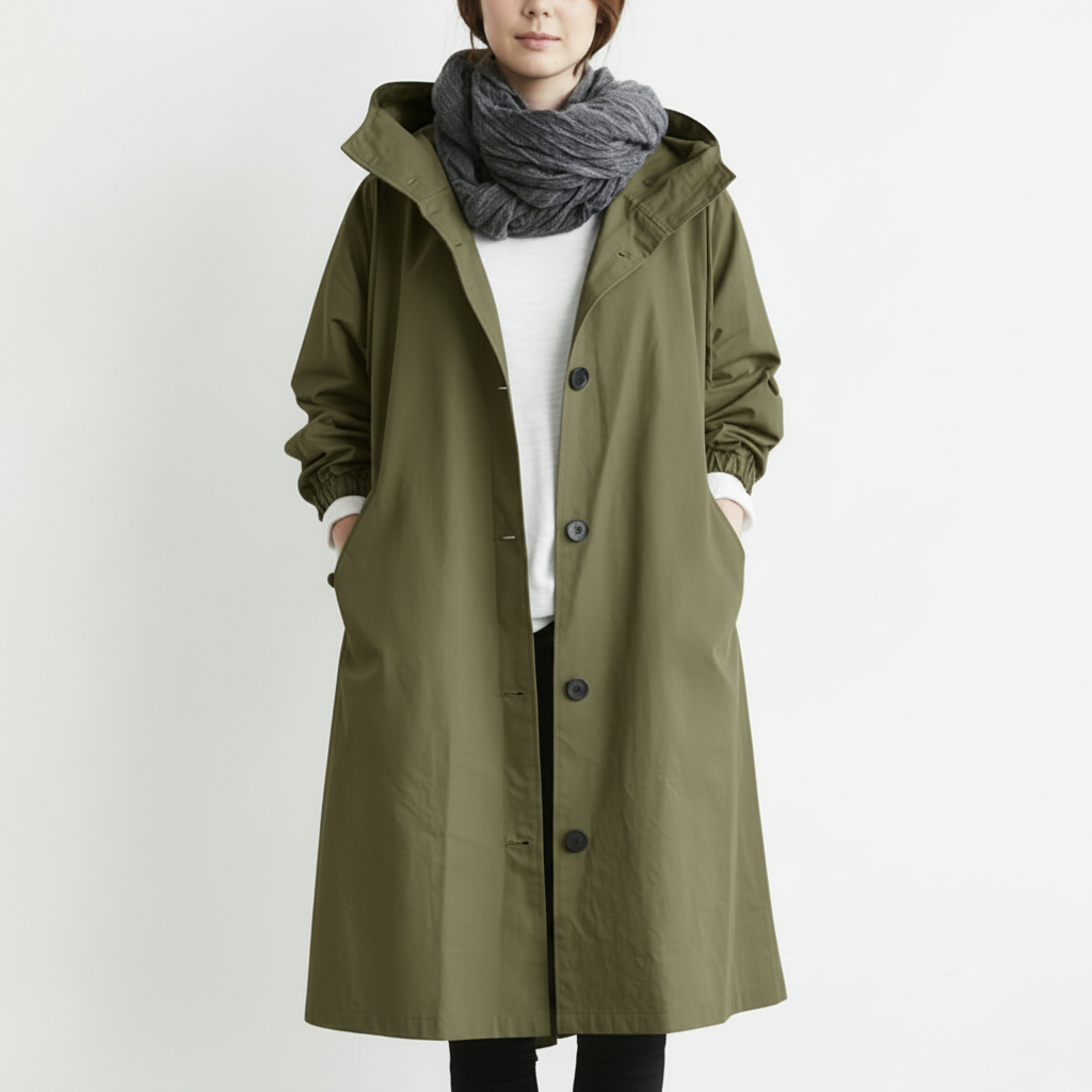 Wasserdichter Trenchcoat Casual Fit Kapuze - Image 8