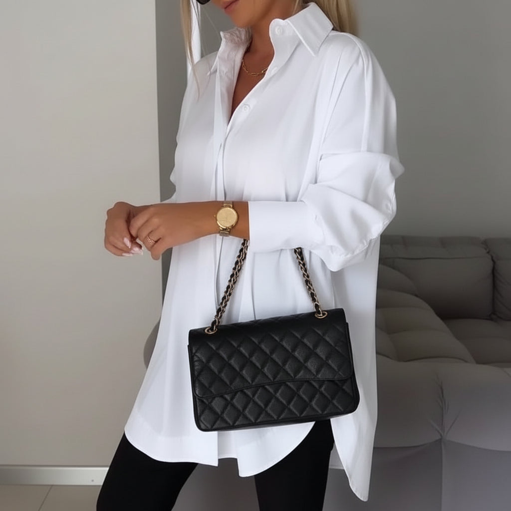 Chemisier polo femme Chemisier long Haut ample à manches longues