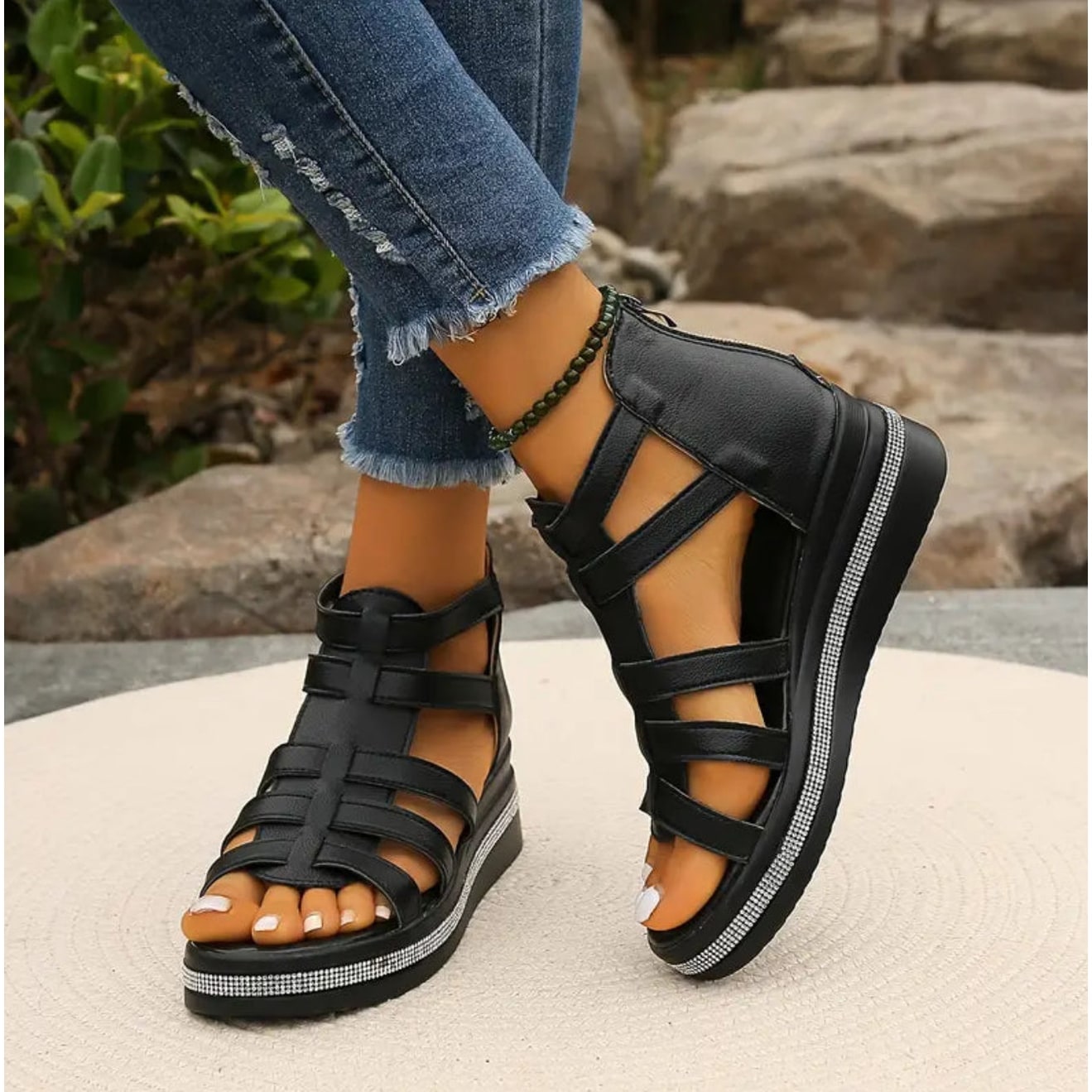Women's Damen Plattform Sandalen Open-Toe | Gladiator - Image 1