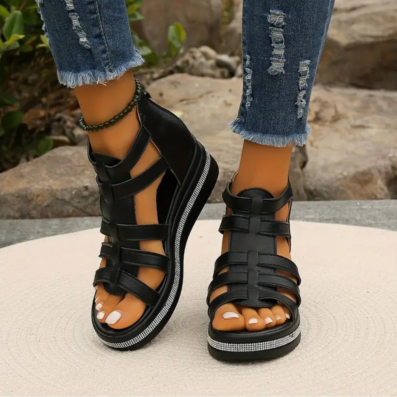 Women's Damen Plattform Sandalen Open-Toe | Gladiator - Image 2