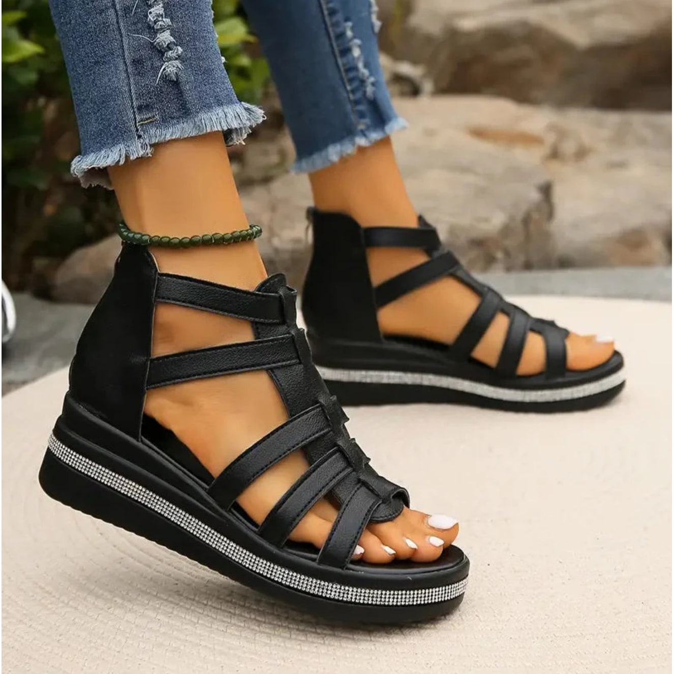 Women's Damen Plattform Sandalen Open-Toe | Gladiator - Image 3