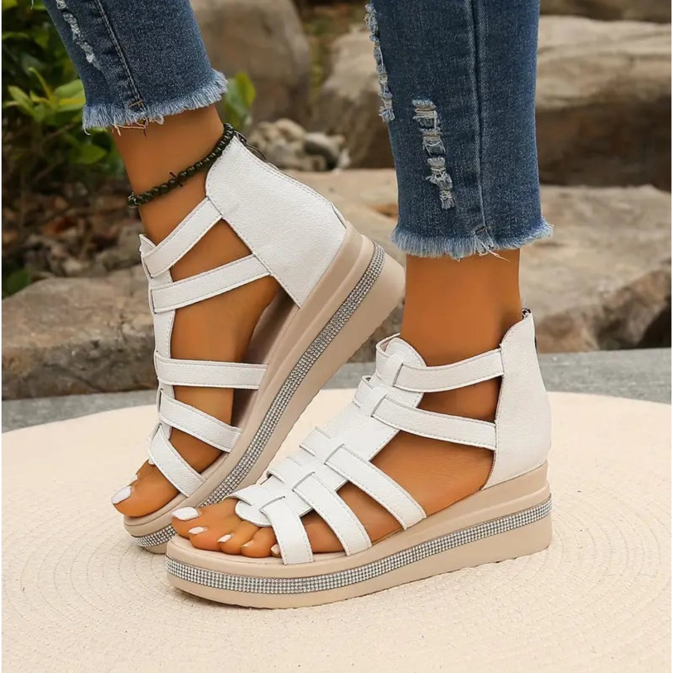 Women's Damen Plattform Sandalen Open-Toe | Gladiator - Image 4