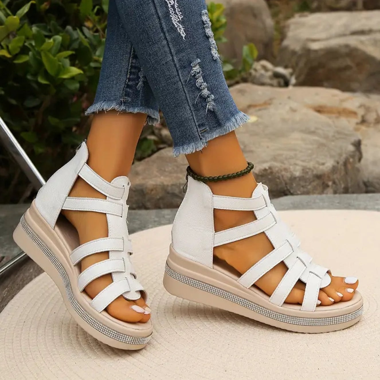 Women's Damen Plattform Sandalen Open-Toe | Gladiator - Image 5