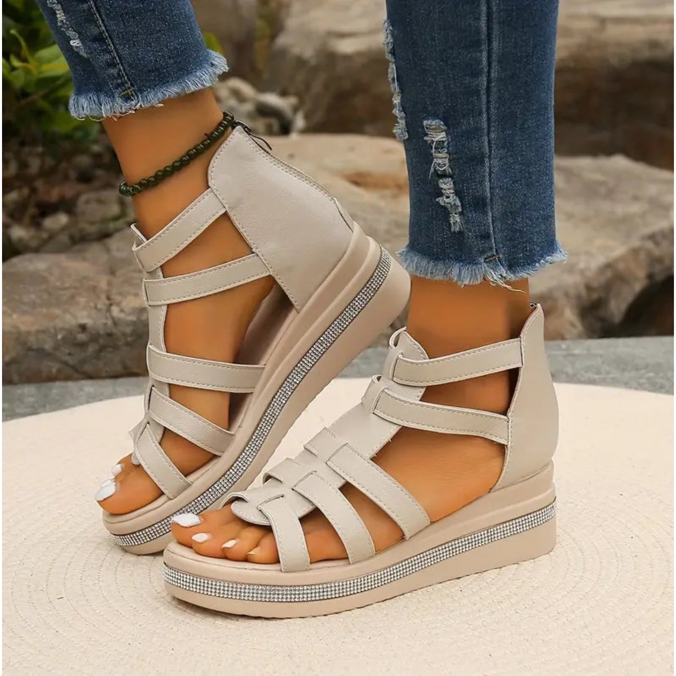 Women's Damen Plattform Sandalen Open-Toe | Gladiator - Image 7
