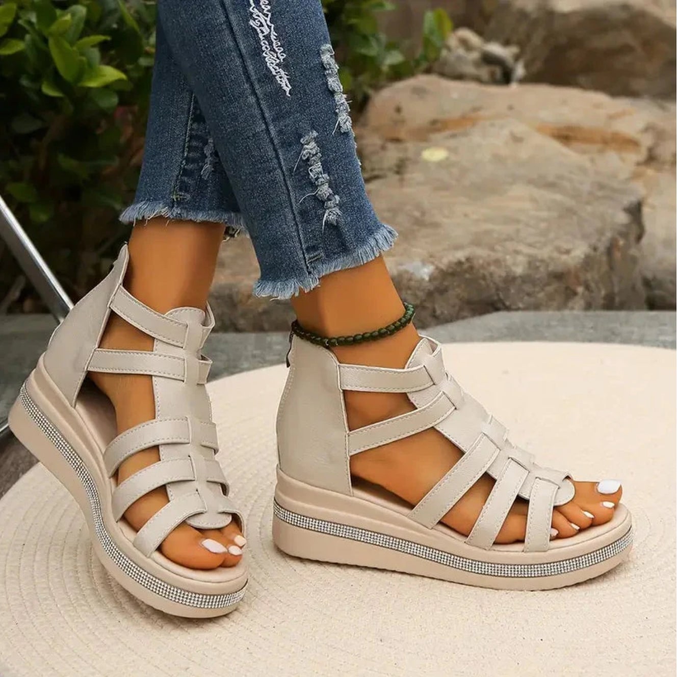 Women's Damen Plattform Sandalen Open-Toe | Gladiator - Image 8