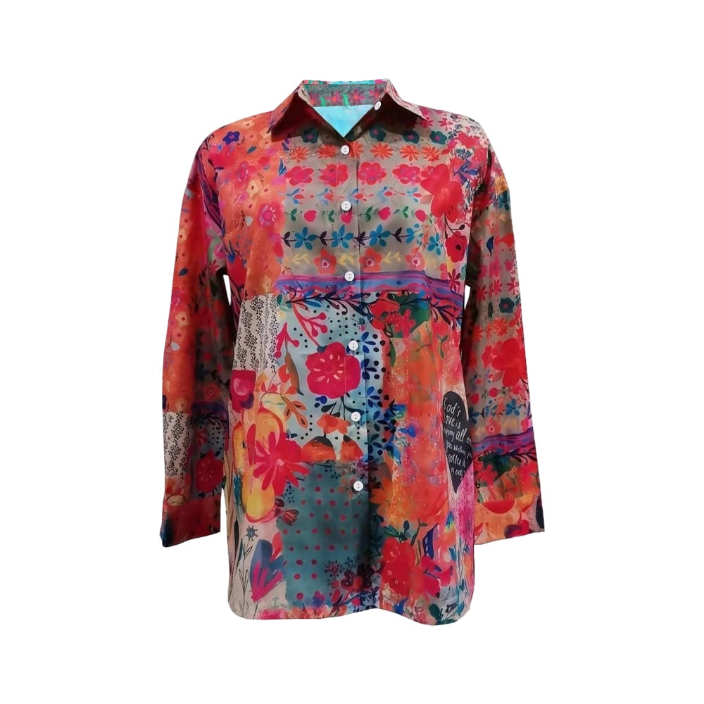 Women's Florale Bluse Blouse Long-Sleeve | Floral Top - Image 2