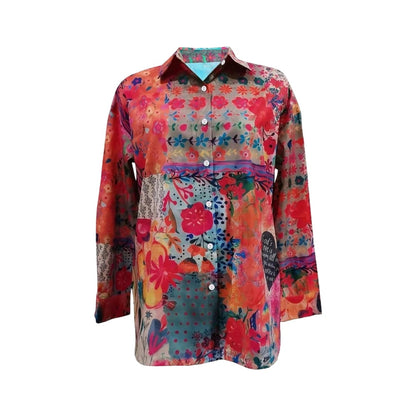 Women's Florale Bluse Blouse Long-Sleeve | Floral Top - Image 2