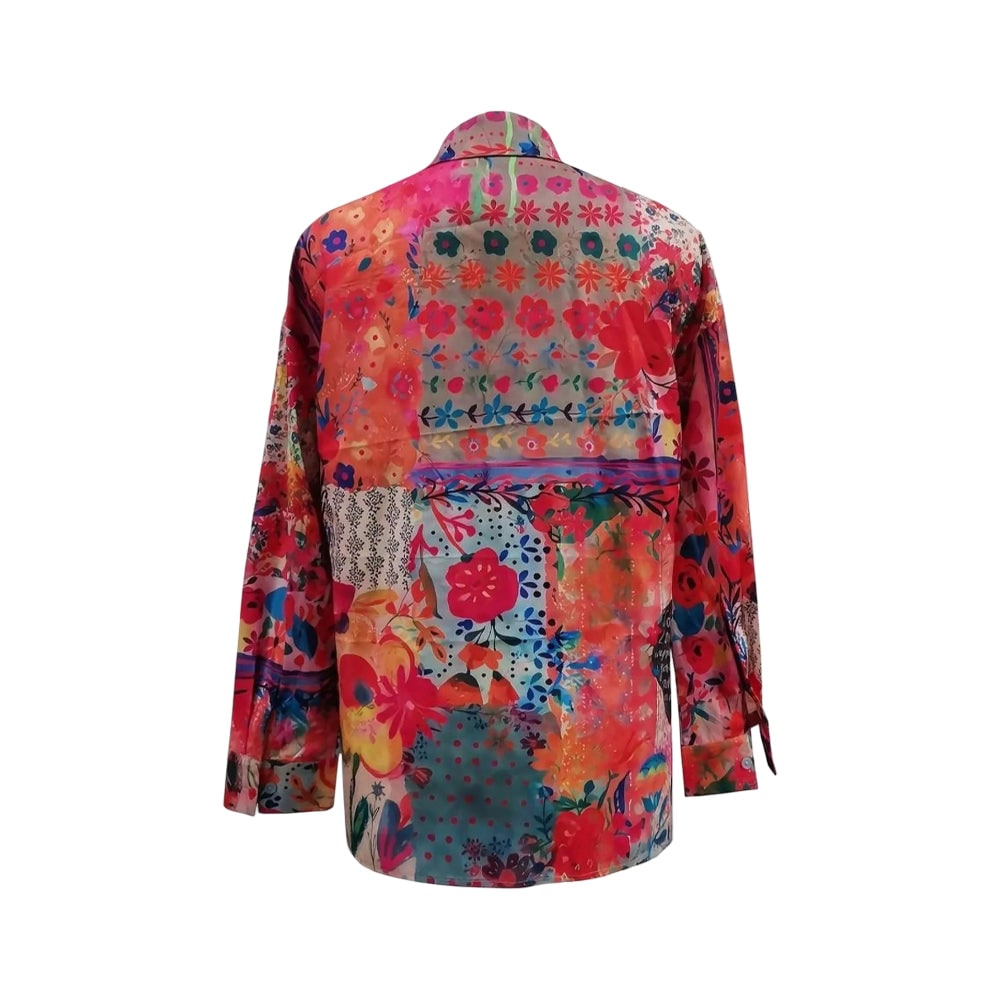 Women's Florale Bluse Blouse Long-Sleeve | Floral Top - Image 3