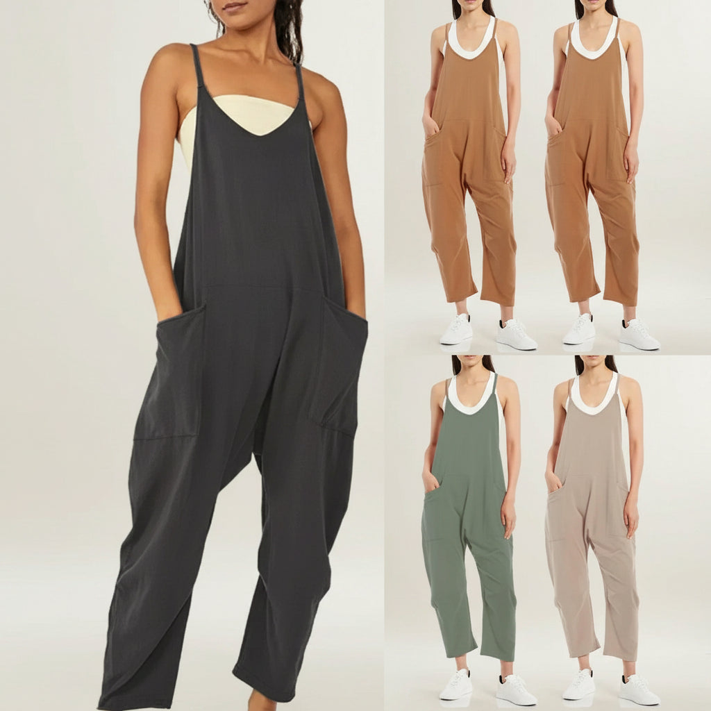 Tuta Donna Intera Manica Lunga Casual Elegante Monocolore