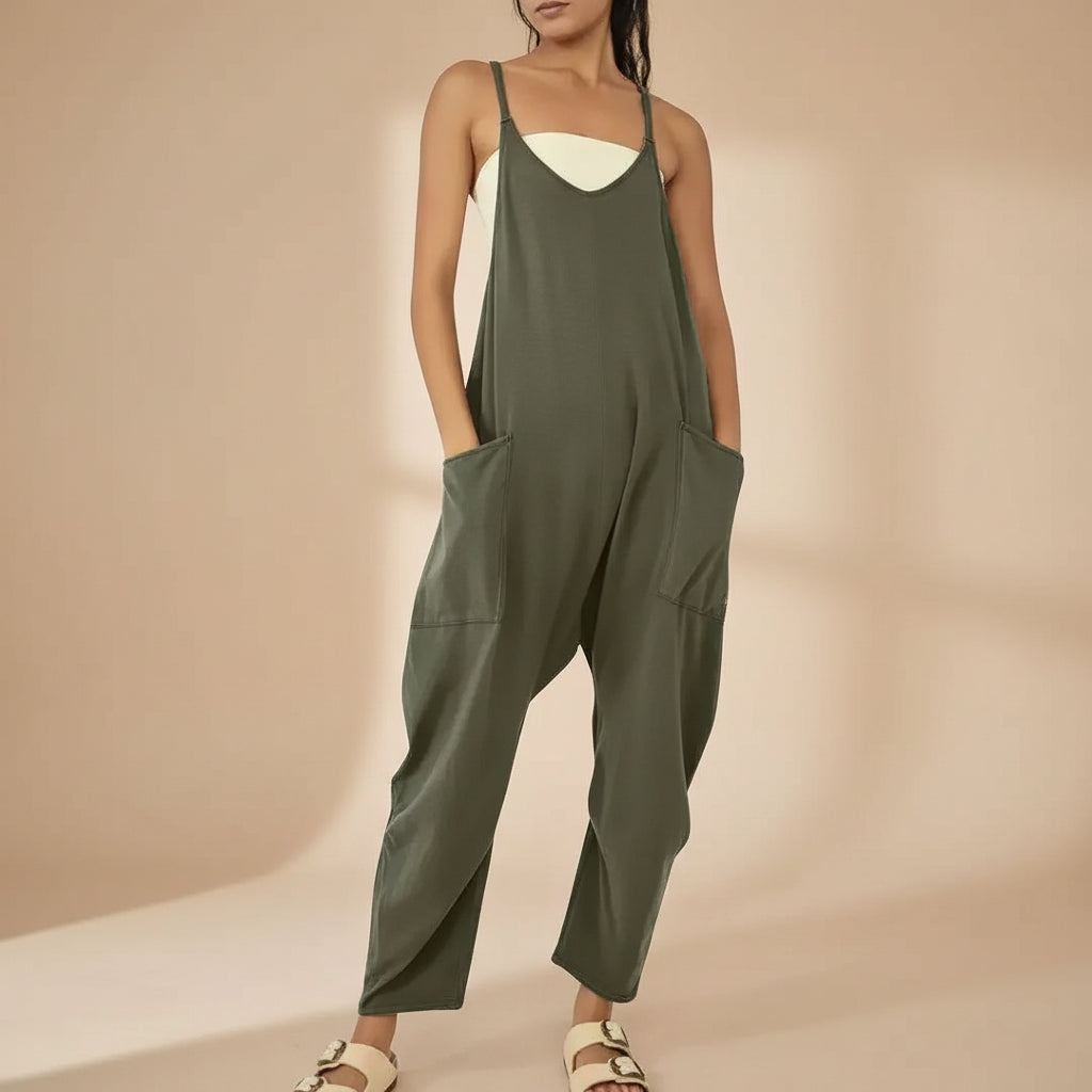 Tuta Donna Intera Manica Lunga Casual Elegante Monocolore