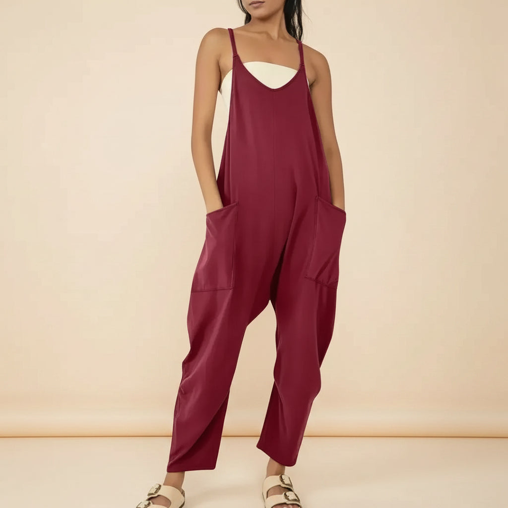Tuta Donna Intera Manica Lunga Casual Elegante Monocolore