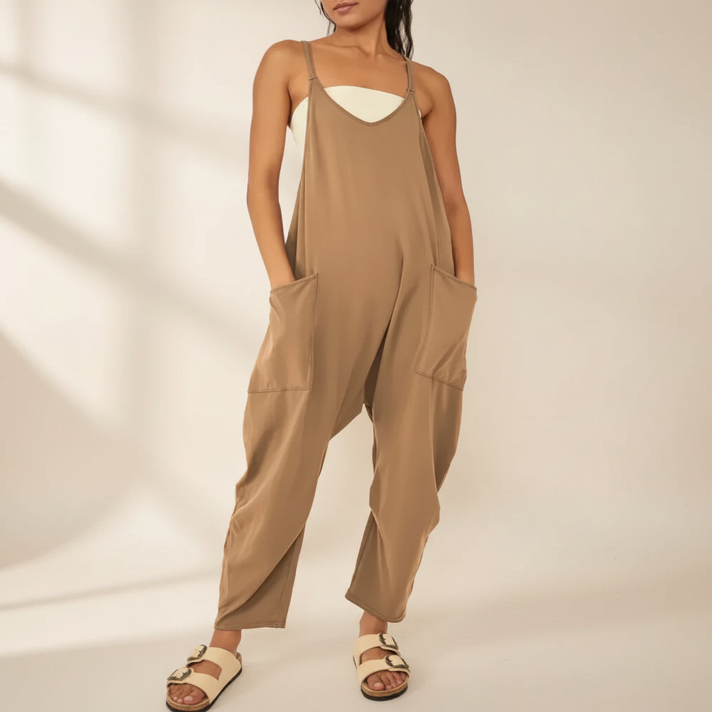 Tuta Donna Intera Manica Lunga Casual Elegante Monocolore