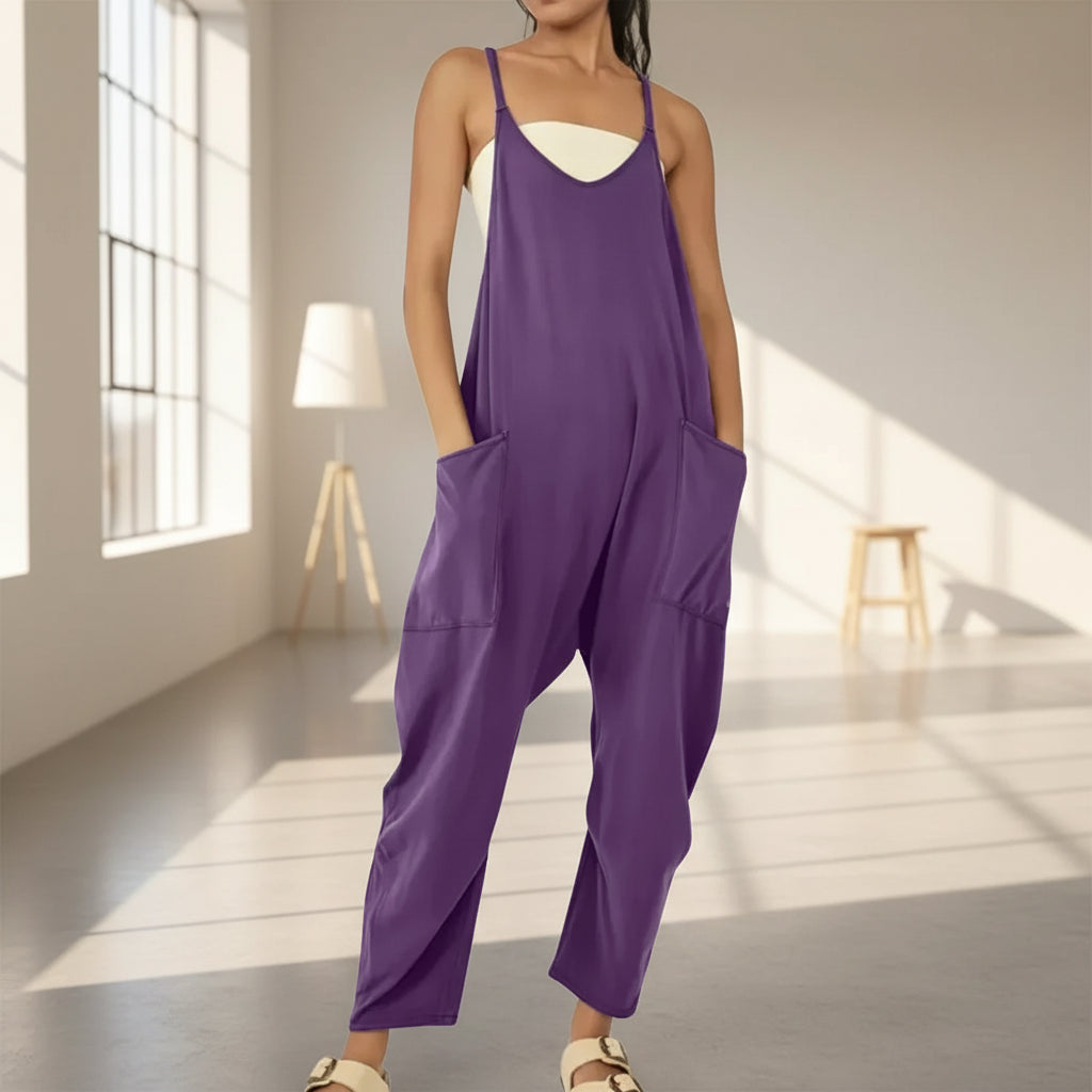 Tuta Donna Intera Manica Lunga Casual Elegante Monocolore