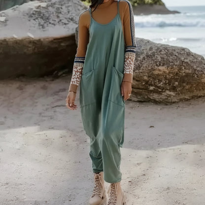Tuta Donna Intera Manica Lunga Casual Elegante Monocolore