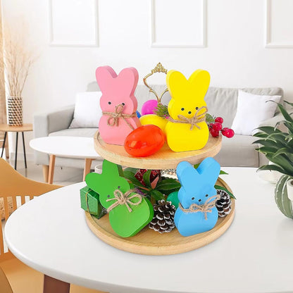 Décoration Table Pâques Lapin Bois Figurine Décorative