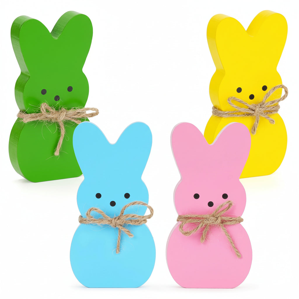 Décoration Table Pâques Lapin Bois Figurine Décorative