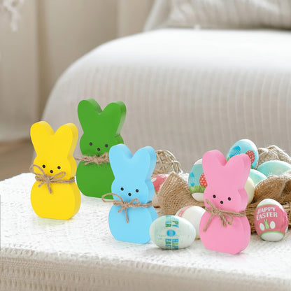 Décoration Table Pâques Lapin Bois Figurine Décorative
